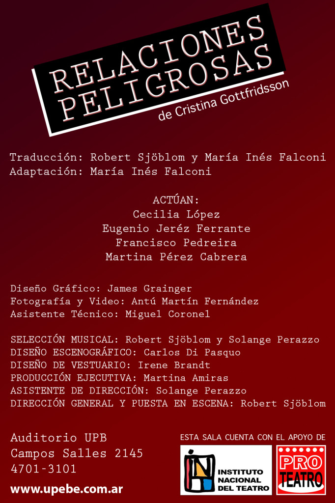 Flyer of Relaciones Peligrosas - back cover.