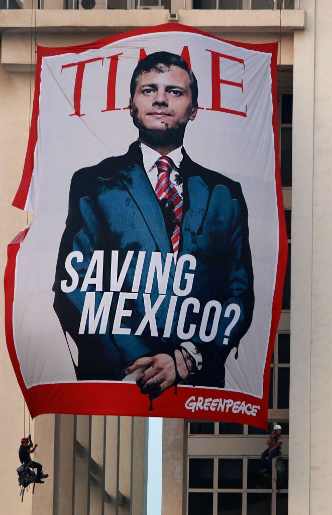 A Greenpeace protest against Mexican President Enrique Peña Nieto.