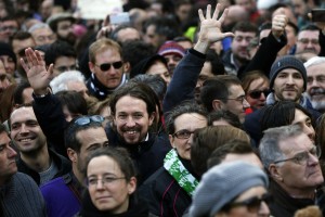 Pablo Iglesias, leader of Spain's Podemos, pictured during a rally  in Madrid.