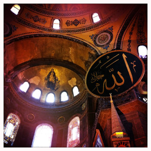 Interior detail, the roof at the famous Hagia Sophia, or Aya Sofya museum, in Istanbul. By James Grainger.