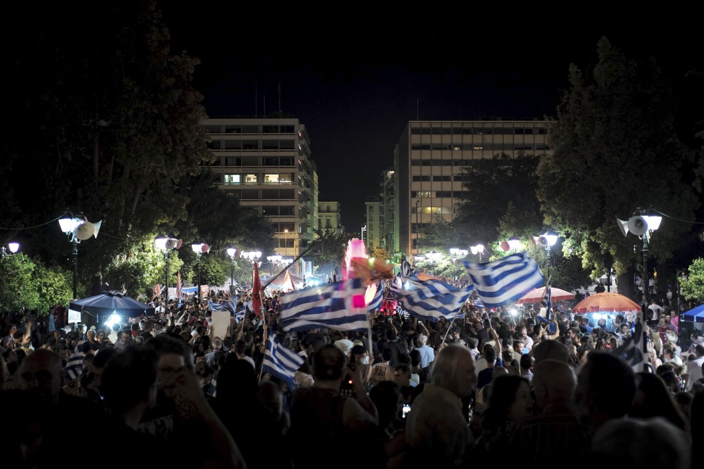 "No" supporters celebrate in Athens.