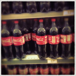 Coca Cola bottles in an Argentine supermarket (PHOTO: J Grainger)